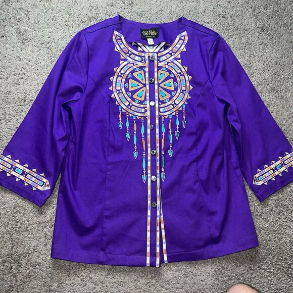 Bob Mackie Santa Fe Dream Embroidered 3/4 Sleeve Jacket Size Medium - Picture 1 of 7